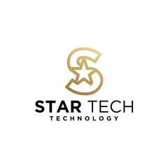 Technology star letter s logo design creative minimalist design template graphics