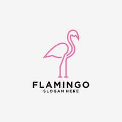 Flamingo logo with line style beautiful flamingo animal art logo design illustration for business