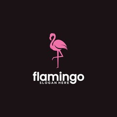 Flamingo logo with line style beautiful flamingo animal art logo design illustration for business - obrazy, fototapety, plakaty
