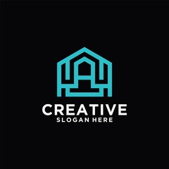 House logo design in vector for construction trendy minimalist home professional logo design