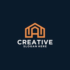 House logo design in vector for construction trendy minimalist home professional logo design