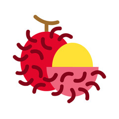 Rambutan , Fruits flat icon.