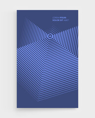 Abstract geometric design element. Striped lines pattern in hexagon shape. Cover design template. Vector illustration for presentation, banner, flyer, poster or brochure.