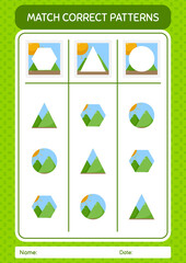 Match pattern game with photograph. worksheet for preschool kids, kids activity sheet