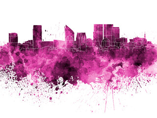 Fototapeta premium The Hague skyline in watercolor background