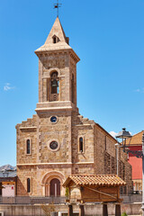 Fototapeta premium Stone church in Riano village. Santa Agueda. Castilla Leon. Spain