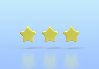 Glossy yellow stars rating feedback concept illustration for business idea concept background