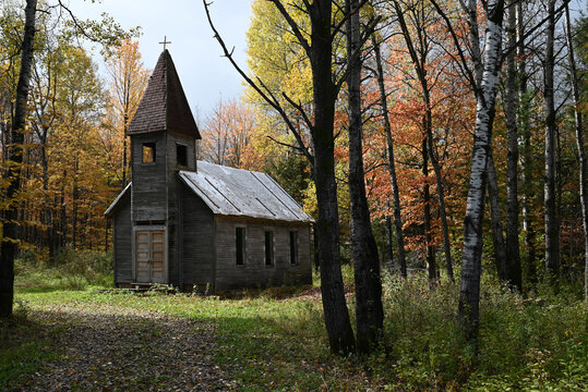 Estonian Evangelical Martin Luther Church during autumn season, Gleason, Wisconsin, United States