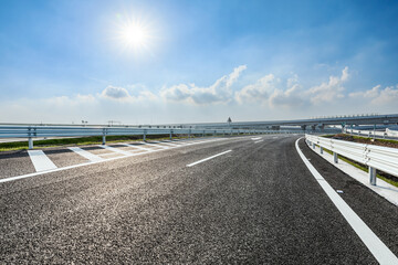 Asphalt highway and beautiful sky cloud landscape. Road and sky cloud background.