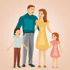 Vector Family: mom, Dad, daughter and son.  International holiday Family Day, Children's Day, Parents' Day. 