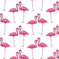 colorful flamingos seamless pattern isolated	