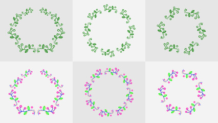 Floral wreath of greenery frame Collection.