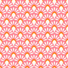 Abstract geometric seamless pattern. Colorful wallpaper vector print. Multicolor asian style fishcsale ornament. Simple shaped small scale fashion textile design