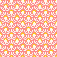 Abstract geometric seamless pattern. Colorful wallpaper vector print. Multicolor asian style fishcsale ornament. Simple shaped small scale fashion textile design