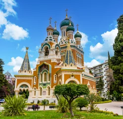 Papier Peint photo Lavable Nice The St Nicholas Russian Orthodox Cathedral in Nice, France