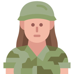 female soldier flat icon