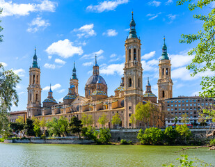 The Basilica of Our Lady of the Pillar seen from the Ebro river