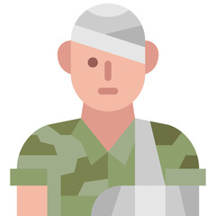 wounded soldier flat icon - obrazy, fototapety, plakaty