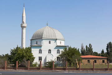 View of the Yany Jami mosque from the Evpatoria highway in the city of Saki, Crimea