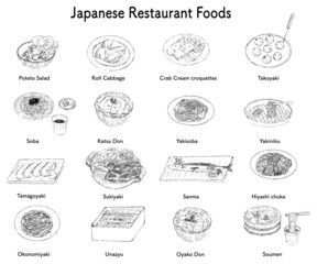 Japanese Restaurant Foods Icon Set