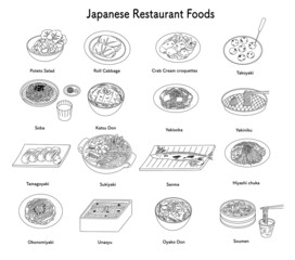 Japanese Restaurant Foods Icon Set