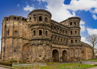 Trier, Germany the old entry gate Porta Nigra at the border of the center of town