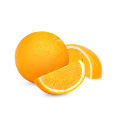 Fresh orange fruit with orange slices  isolated .