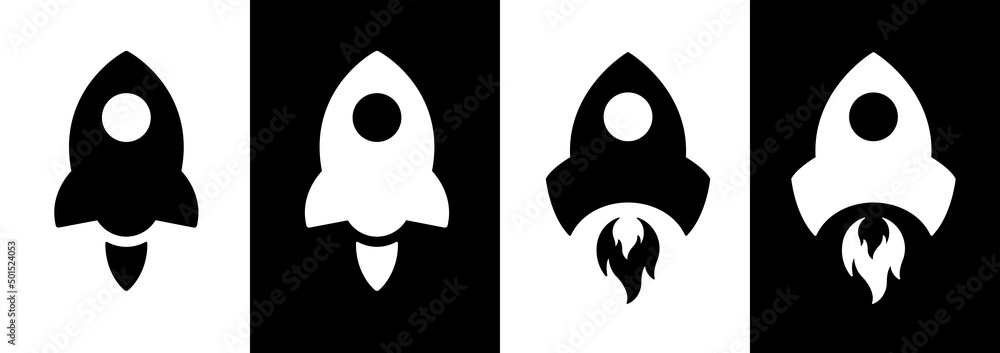 Wall mural rocket simple icon set vector illustration