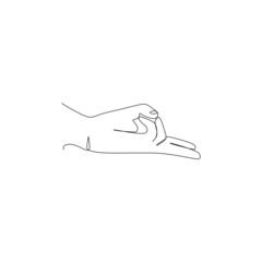 Wrist hand gesture Single line drawing. Sign and symbol of hand gestures. Single continuous line drawing. Hand drawn style art doodle isolated on white background illustration