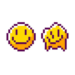 Acid trippy smiles in pixel art retro arcade game style not concept icons.