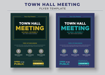 Town Hall Meeting Flyer Templates, City Hall Flyer and Poster - obrazy, fototapety, plakaty