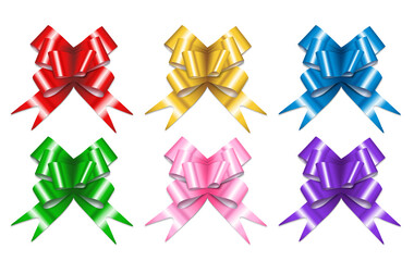 Gift bow. A set of six multi-colored gift bows. Template for a greeting card, poster or brochure.