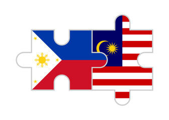 puzzle pieces of philippines and malaysia flags. vector illustration isolated on white background