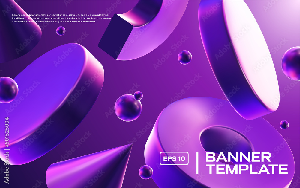 Poster 3d background with gradient geometric shapes. eps10 vector.