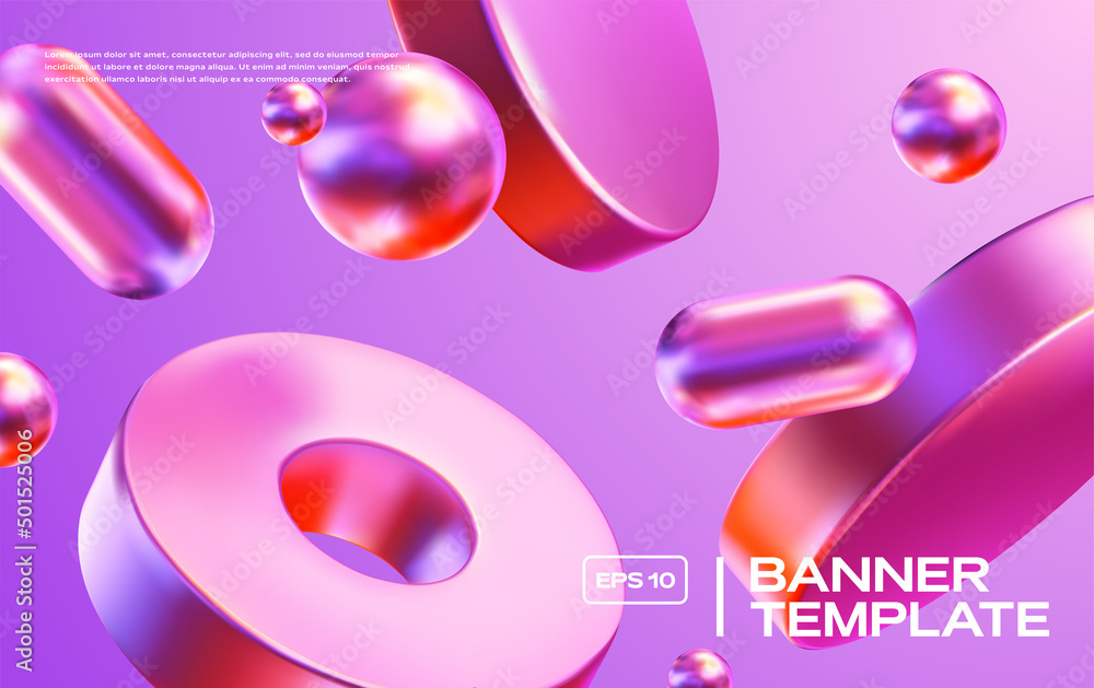Poster 3d background with gradient geometric shapes. eps10 vector.
