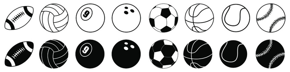 Ball icon vector set. football ball illustration sign collection. Sport symbol.