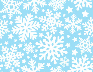 Christmas seamless pattern with snowflakes. White snowflakes on a blue background. Winter background.