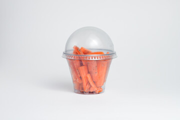 carrots, carrots in a package with you, on a white background
