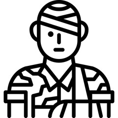 wounded soldier line icon