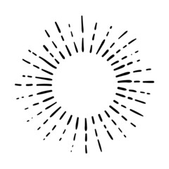 Obraz premium Sunburst, explosion effects, vintage doodle isolated on white background