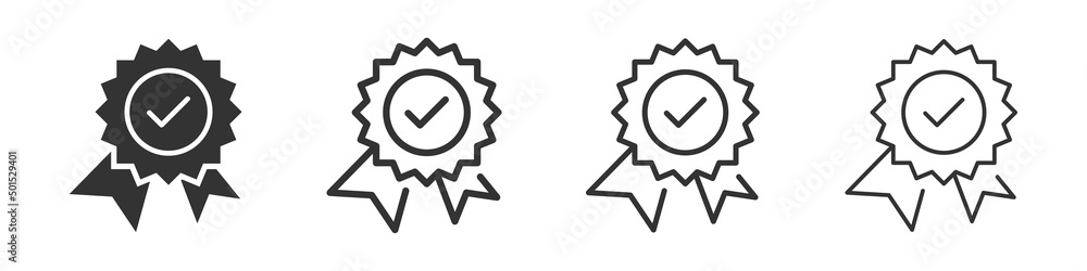 Wall mural certificate medal icons collection in two different styles and different stroke. vector illustration