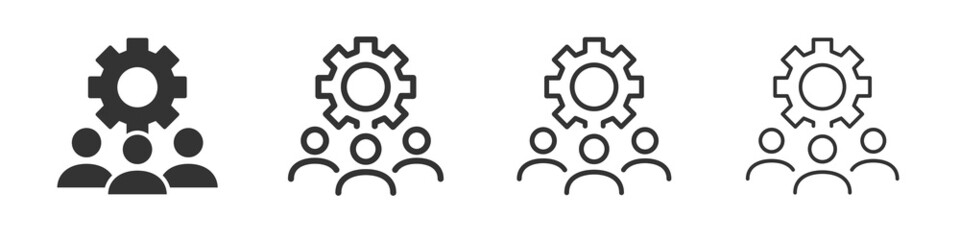 Management gear icons collection in two different styles and different stroke. Vector illustration EPS10