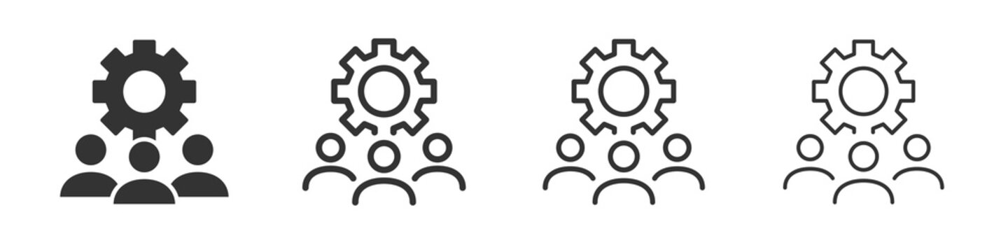 Management Gear Icons Collection In Two Different Styles And Different Stroke. Vector Illustration EPS10