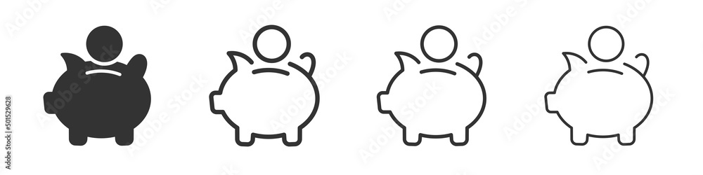 Aufkleber Piggy bank icons collection in two different styles and different stroke. Vector illustration EPS10