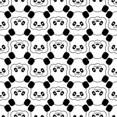 Little Panda pattern seamless. Chinese bear little kid background. beast small children texture. Vector ornament