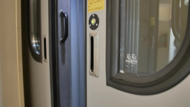 the automatic sliding doors on the train closed