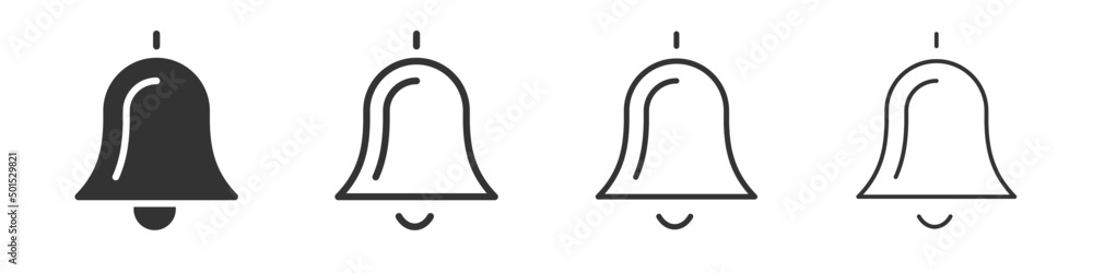 Poster bell icons collection in two different styles and different stroke. vector illustration eps10