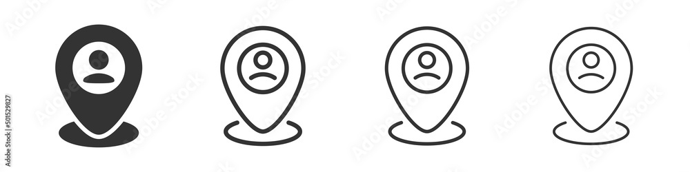 Poster Man map marker icons collection in two different styles and different stroke. Vector illustration EPS10