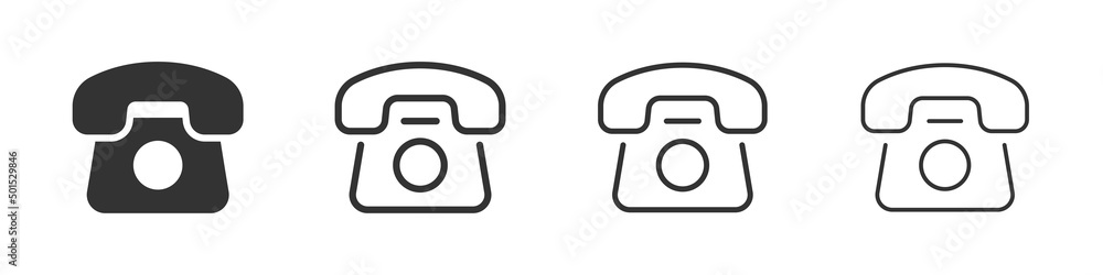 Aufkleber Landline phone icons collection in two different styles and different stroke. Vector illustration EPS10