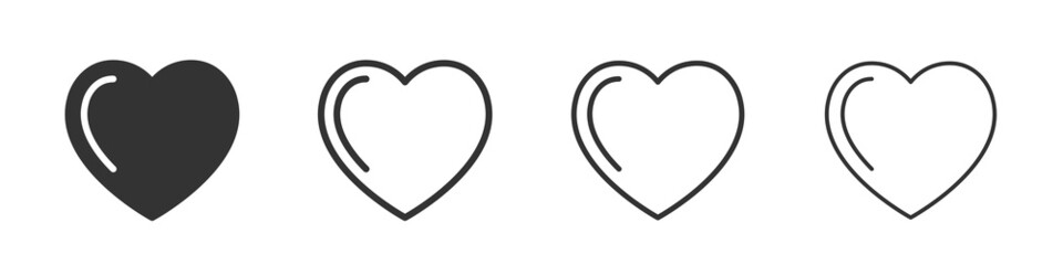 Heart icons collection in two different styles and different stroke. Vector illustration EPS10